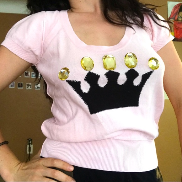 H&M queen B**** trendy pink sweater vest vibes - Picture 1 of 5